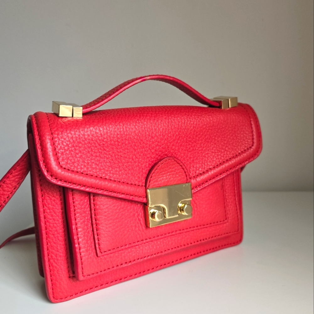 LOEFFLER RANDAL Mini Saffiano Mini Rider Bag Crossbody Red Leather